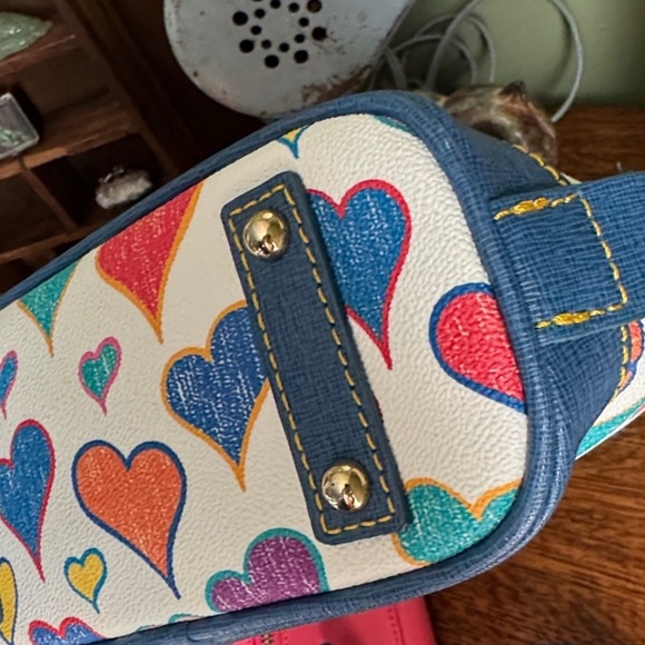 Dooney & Bourke Blue Heart Print Satchel - Picture 3 of 6